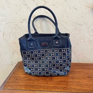 Tommy Hilfiger Navy and White Geometric Handbag Purse